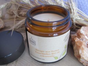 Bougie aux Huiles Essentielles Bio de Citronnelle