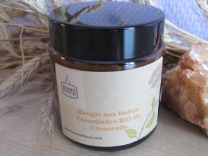 Bougie aux Huiles Essentielles Bio de Citronnelle