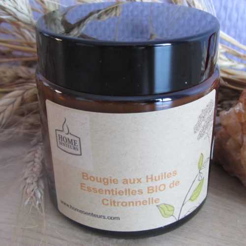 Bougie aux Huiles Essentielles Bio de Citronnelle