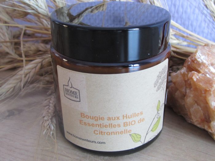 Bougie aux Huiles Essentielles Bio de Citronnelle