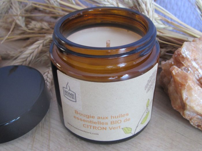Bougie aux huiles essentielles Bio de Citron Vert