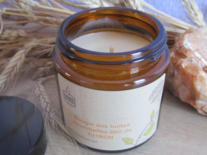 Bougie aux huiles essentielles Bio de Citron