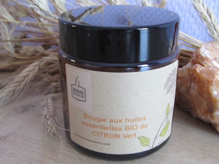 Bougie aux huiles essentielles Bio de Citron Vert
