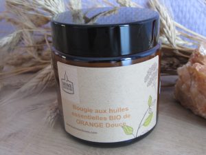 Bougie aux Huiles essentielles Bio d'Orange douce